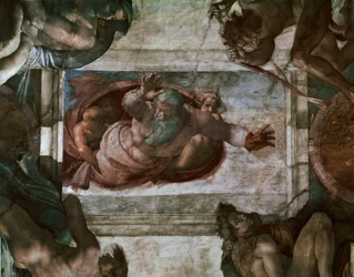 Gott trennt die Wasser, Detail von der Decke der Sixtinischen Kapelle, 1508-12